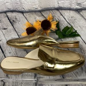 Cole Haan  Metallic Gold Delcie Mule Slide 9.5